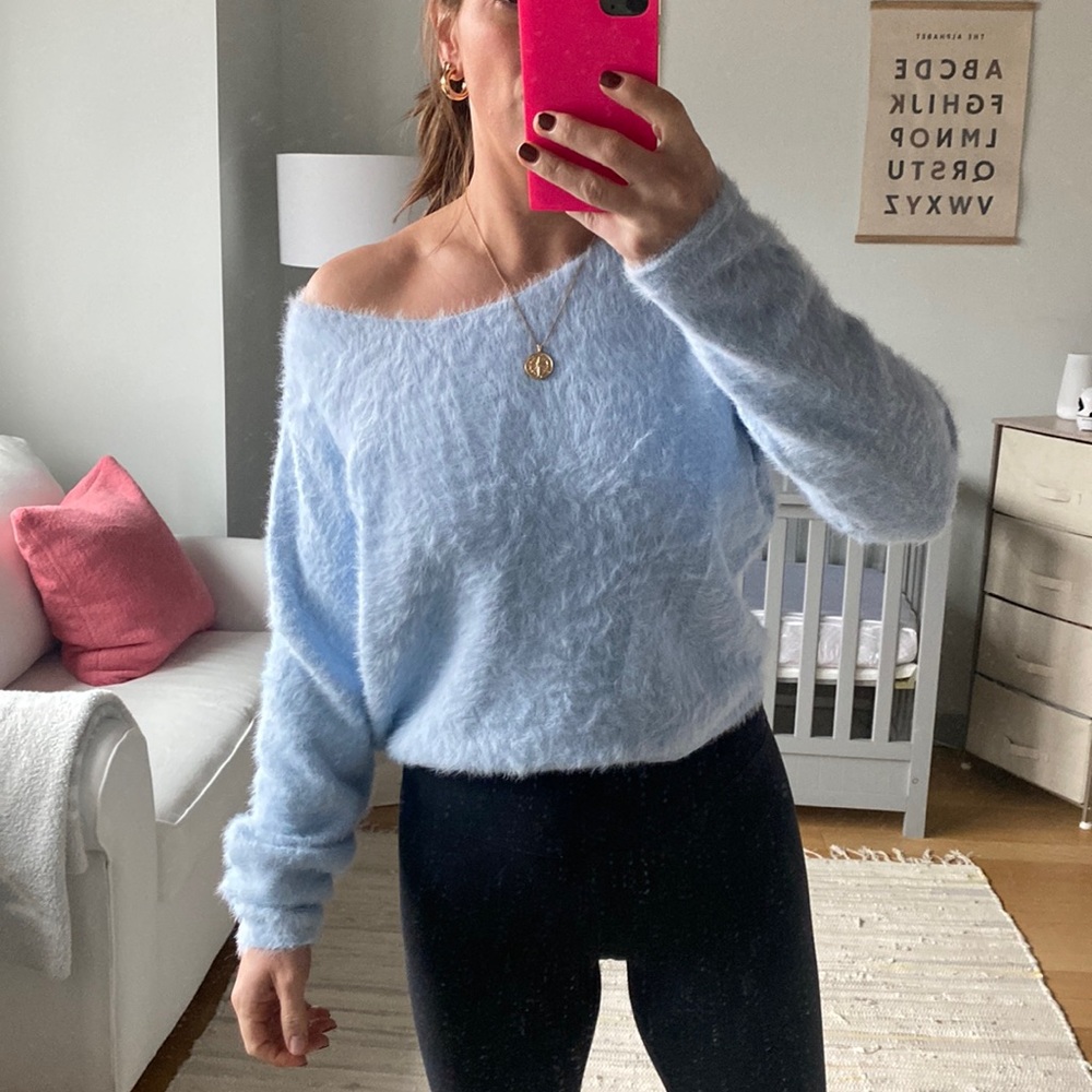 NWT Pilcro Anthropology blue eyelash sweater small